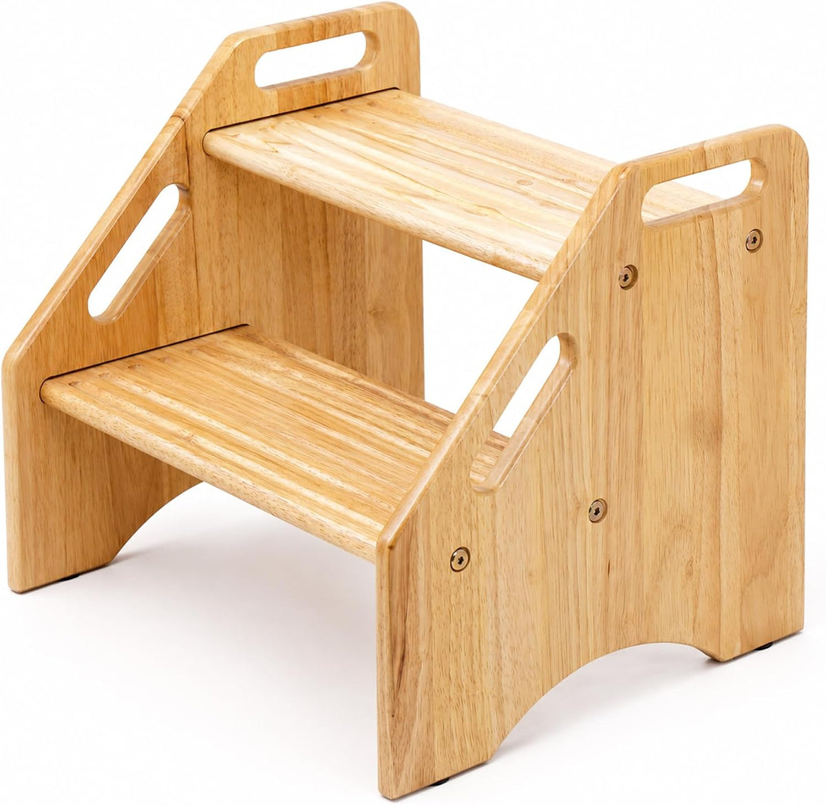 2-Tier Wooden Step Stool - Solid Hardwood Dual Height Stool for Kids & Adults (Holds up to 300 lbs)