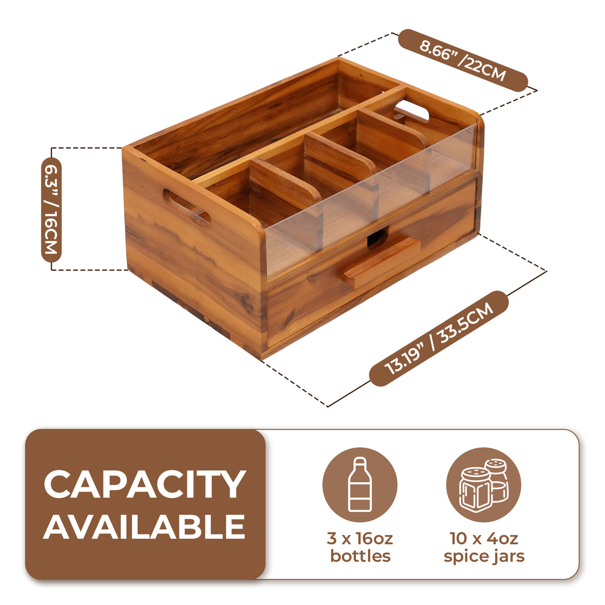 Rustic Wooden Coffee Bar Organizer - Countertop Coffee Station & Pod Caddy