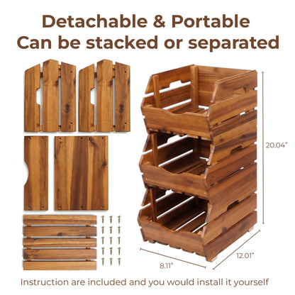 Pull Out Spice Rack Organizer - Smooth Sliding Solid Wood Cabinet Shelf