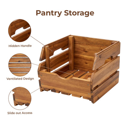 Pull Out Spice Rack Organizer - Smooth Sliding Solid Wood Cabinet Shelf