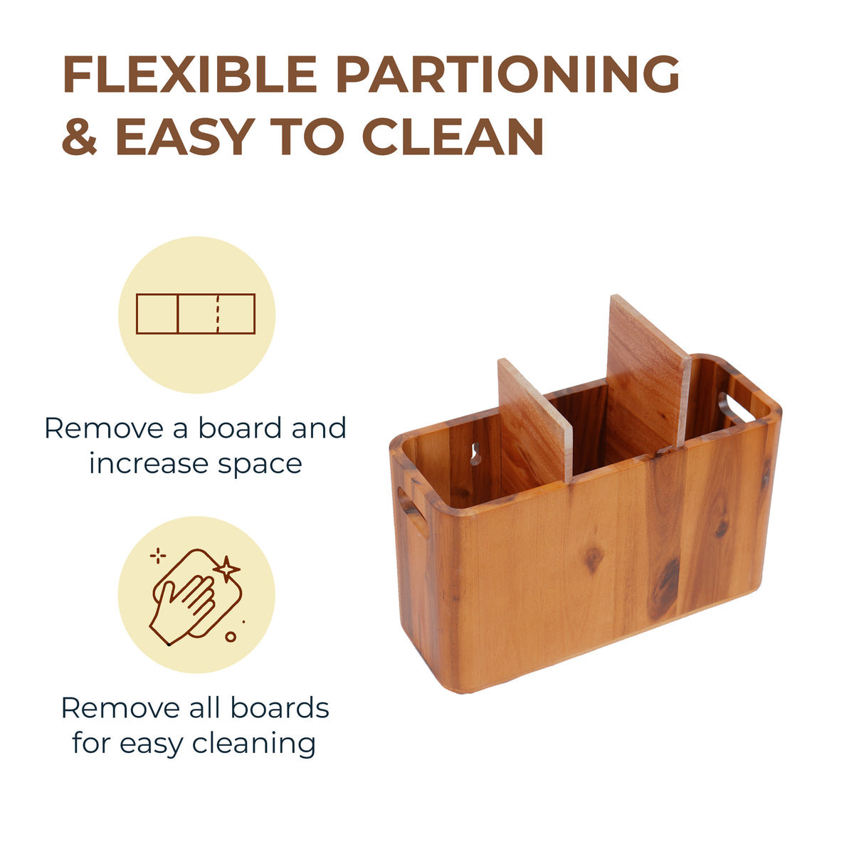 Solid Wood Kitchen Utensil Holder - Farmhouse Countertop Cooking Tool Caddy