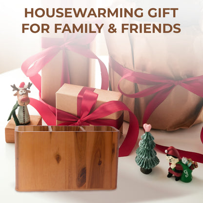 Solid Wood Kitchen Utensil Holder - Farmhouse Countertop Cooking Tool Caddy