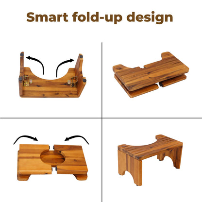 Foldable Wooden Toilet Stool - Ergonomic 35-Degree Squat Stool for Bathroom